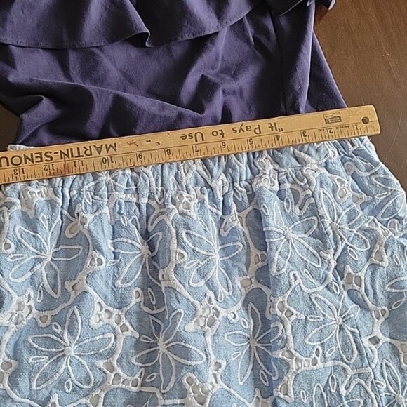 Lilly Pulitzer Athens Tide Blue Hollar For a Dollar Eyelet Chambray Dress Small - Picture 9 of 10